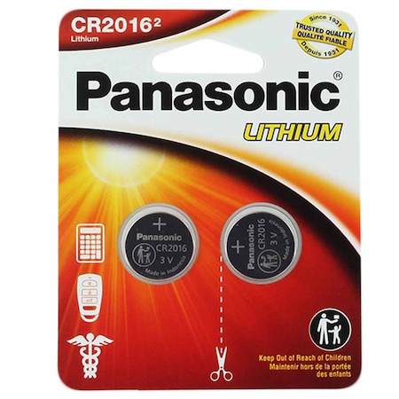 Panasonic Panasonic Battery - CR2016 - 3 V DC - 2 / Pack CR2016PA/2BL